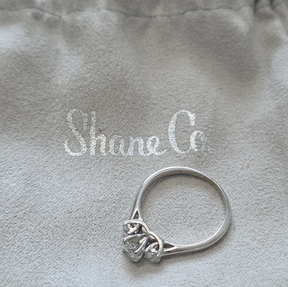 14k White Gold 3 Stone Women's Diamond Ring - Picture 3 of 8